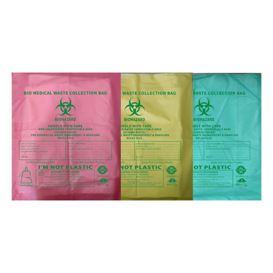 Biohazard-Medical Waste Garbage Bag Green Medium
