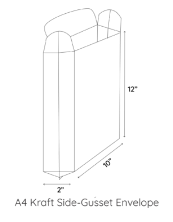 A4 Kraft Side-gusset Envelope (A4 – 10in by 12in by 2in)