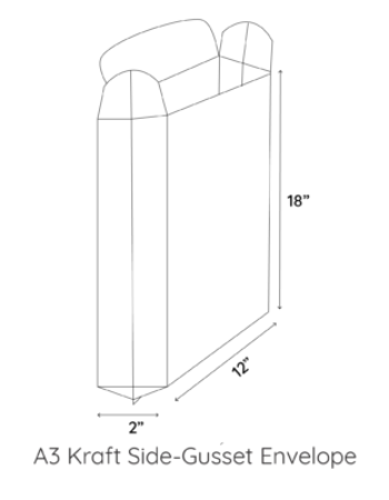 A3 Kraft Side-gusset Envelope (12in by 18in by 2in)